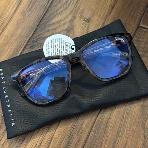 Quay Australia Tortoise Frame Glasses with Blue Lenses